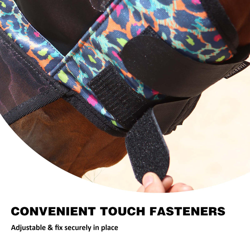 Harrison Howard Pro LumiVista Horse Full Face Fly Mask Large Eye Space Long Nose with Ears UV Protection for Horse Iridescent Prints L - PawsPlanet Australia