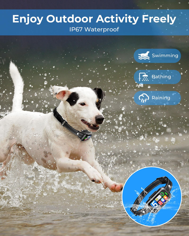 Dog Bark Collar, Smart AI Barking Collar for Large Medium Small Dogs, IP67 Waterproof Rechargeable Training Device with 5 Modes, 5 Sensitivity & Safe Shock, Fits 8-150 lbs, Over 6 Months Old, Black - PawsPlanet Australia
