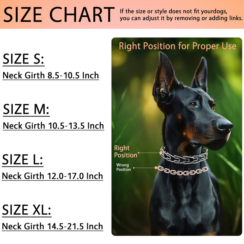 Stainless Steel Dog Training Collar, Quick Release Buckle, Adjustable Collar for Large Dogs Neck Girth 12"-17“ Silver L Neck Girth 12"-17" - PawsPlanet Australia