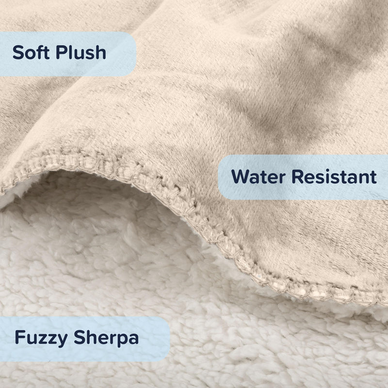 PETMAKER Dog Blanket - 60x70in Reversible Sherpa Blanket - Throw Blankets for Bed, Couch, Crate, or Car - Machine Washable Puppy Essentials (Cream) - PawsPlanet Australia