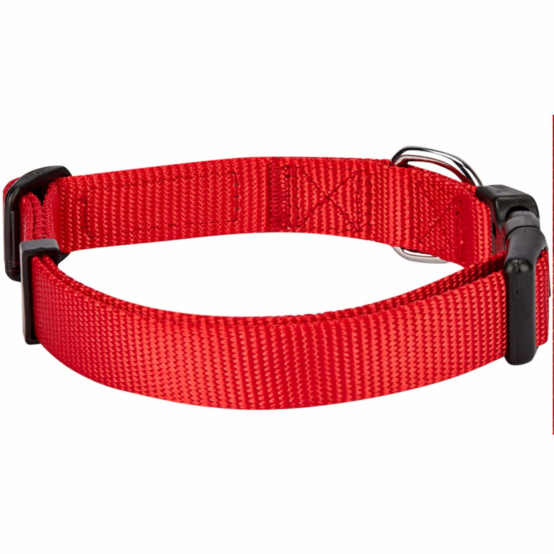 Blueberry Pet Essentials Matching Dog Collar and Double Handle Leash Set in Rouge Red, Adjustable Classic Solid Color Nylon Collar with 4 ft Leash for Large Dogs Rouge Red - Collar + Double Handle Leash