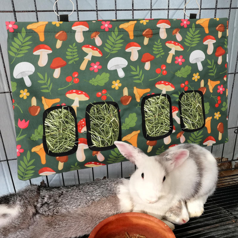 Rabbit Hay Feeder Bag with 4 Holes Mushroom Guinea Pig Hanging Hay Feeding Bag Storage Dispenser for Chinchilla Hamster Bunny Small Animal Pet - PawsPlanet Australia