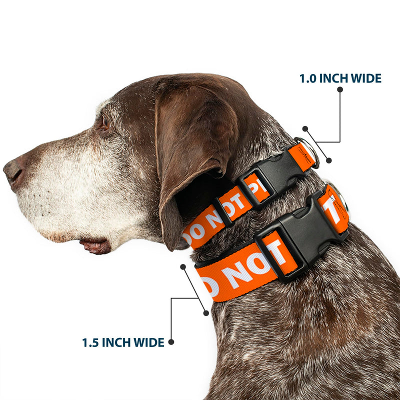 Buckle-Down Dog Collar Plastic Clip Pet Quote Do Not Pet Orange White 15 to 26 Inches 1.0 Inch Wide 1" Wide - Fits 15-24" Neck - Large