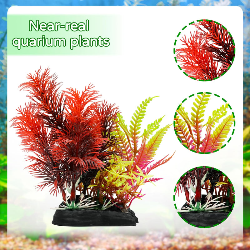 Aquarium Decorations Plants with Resin Coral, 12 pcs Fish Tank Accessories, Fish Tank Decorations Small Plants Plastic, Aquarium Decor Artificial Plant - PawsPlanet Australia