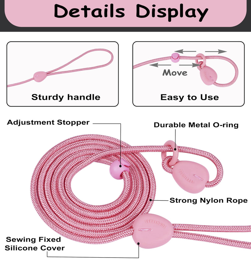 Slip Leash for Dogs 6FT Slip Lead Strong Dog Training Leash Heavy Duty Slip Leash No Pull Dog Slip Lead Comfortable Rope Dog Leash Lightweight Puppy Leash Dog Leash for Small Medium Dogs (Pink, 6FT) Pink - PawsPlanet Australia