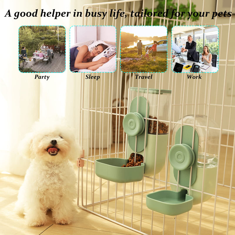 35oz Hanging Automatic Pet Food Water Dispenser, Auto Gravity Pet Feeder and Waterer Set, Cage Cat Food Bowl Dog Feeding Station for Puppy and Kitten Rabbit Chinchilla Hedgehog Ferret (Green) Green Waterer and Feeder C - PawsPlanet Australia