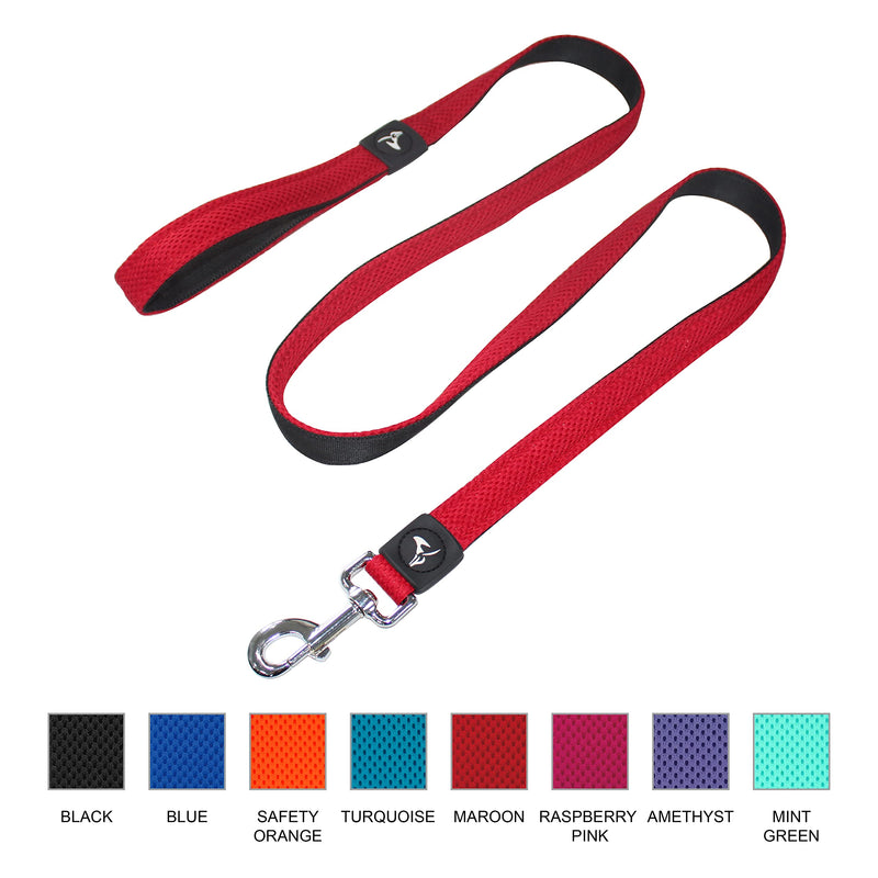 Kruz Premier 5ft Dog Mesh Leash - KZA1160-14S - Lightweight, Breathable, Comfort Puffy Mesh Leash - Secure Dual-Layered Tangle-Free Mesh Lead for Dog Walking, Running, Training - Red - 3/4" x 5 FT Medium: 3/4" x 5 FT - PawsPlanet Australia