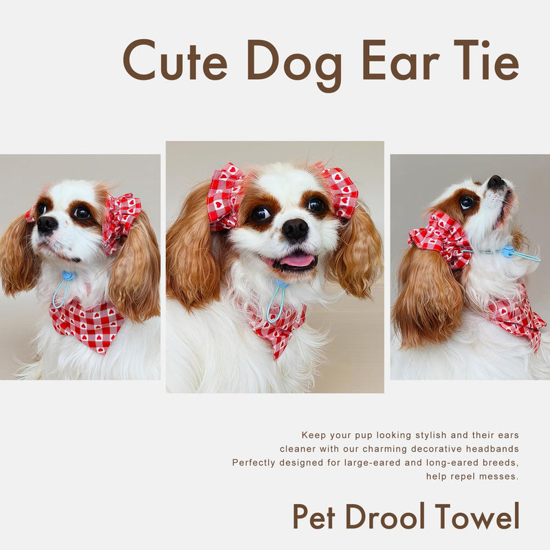 Soft Cotton Dog Headband for Cocker Spaniel, Cavalier, Springer - Adjustable Bow Pet Hair Accessory (Dog Bow Red Heart) - PawsPlanet Australia