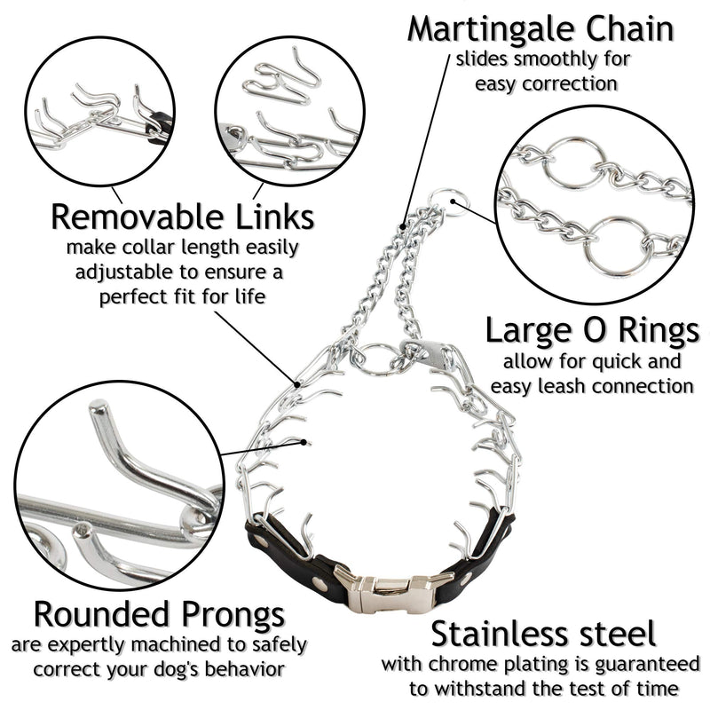 Herm Sprenger Prong Collar for Dog Training with Easy Quick Release Buckle - German Made Dog Collar with Chrome Plated Steel 3.0mm Prongs for Large - Extra Large Dogs (20-25" Neck) Chrome | ORing | Buckle 3.0mm (20"-25" Neck) - PawsPlanet Australia