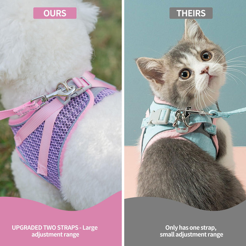 AIITLE Dog Harness with Leash Set - All Weather Breathable Mesh, Reflective Stripes, Adjustable Escape Proof Pet Outdoor Harnesses for Medium Dogs Pink M M(Chest: 16 - 18") - PawsPlanet Australia