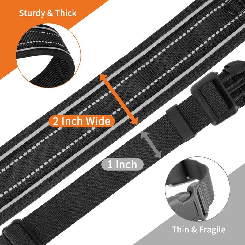 Mayerzon 2 Inch Wide Martingale Collar for Large Medium Dogs, Reflective Walking Training No Pull Collar for Pitbull German Shepherd Rottweiler Doberman, Adjustable Heavy Duty Thick Nylon with Buckle Black Large: 15.75''-19.75'' - PawsPlanet Australia
