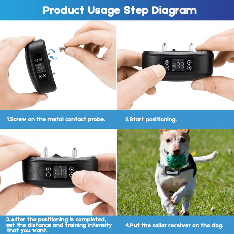 WIEZ GPS Wireless Dog Fence, Electric Pet Containment System for Outdoor, Waterproof & Rechargeable Collar Receiver by GPS Signal for All Medium and Large Dogs