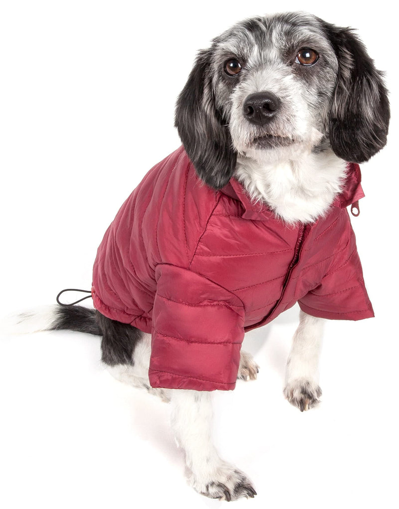Pet Life Sporty Avalanche Lightweight Folding Winter Dog Coat - Adjustable Dog Jacket with a Concealed Zippered Collar and pop-Out Hood - Pet Coat for Small Medium Large Dogs 1 Red - PawsPlanet Australia