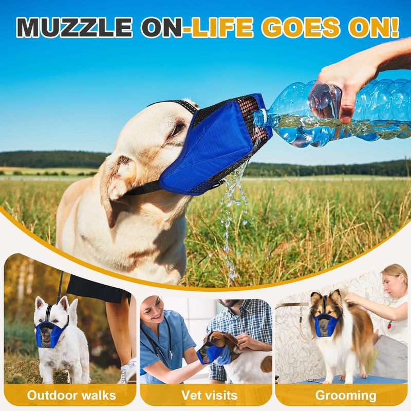 Mesh Dog Muzzle, Breathable Soft Dog Muzzle with Reflective Straps for Secure Fit, Prevents Biting, Chewing Scavenging- Adjustable for Small Medium Large Dogs,Blue,M Blue M(Snout Cir: 9.44) - PawsPlanet Australia