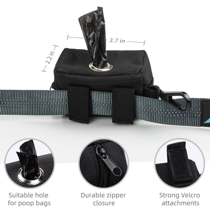 PuppyDoggy Dog Leash for Large Medium Dogs - 6Ft x 1" Reflective Stitching with Padded Handles & Poop Bag Dispenser (All Black) All Black 6 ft x 1 inch - PawsPlanet Australia