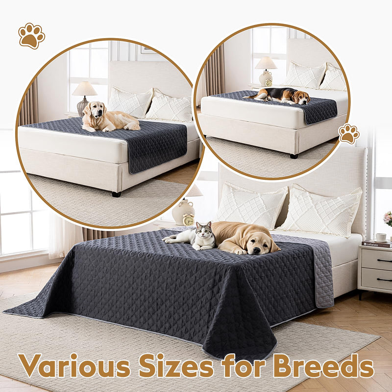 100% Double-Sided Waterproof Blanket, Couch Cover for Dogs Washable, Reversible Dog Bed Cover. (Dark＆Light Grey, 68 X 82 Inch - 1 Pack) Dark＆light Grey - PawsPlanet Australia