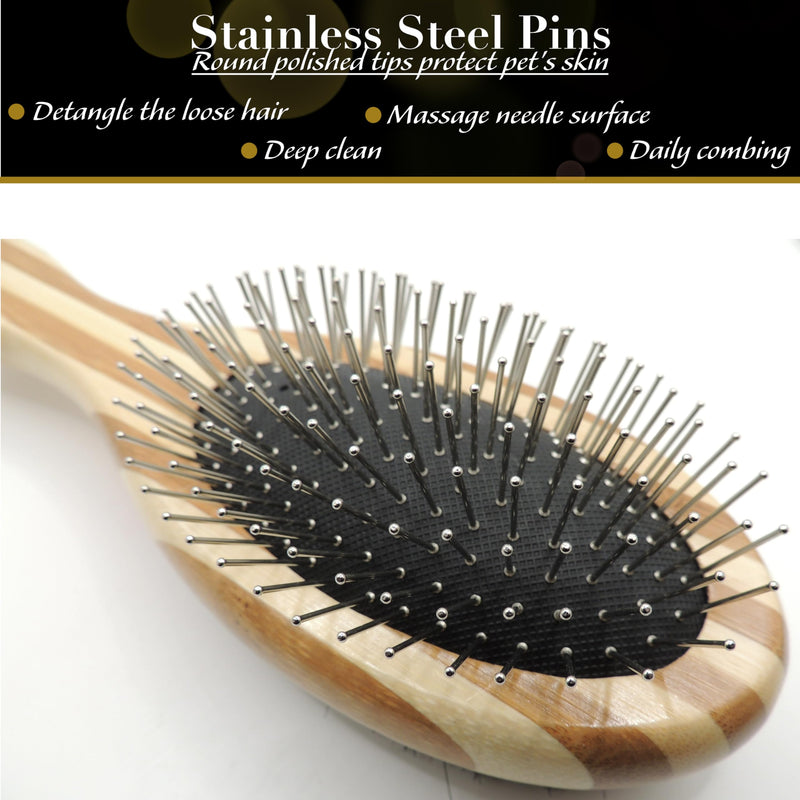 Grooming Pet Brush - Double Sided Eco Friendly Boar Bristles and Pins - For Grooming or Removing Hair for Dogs, Cats and Other Pets - PawsPlanet Australia