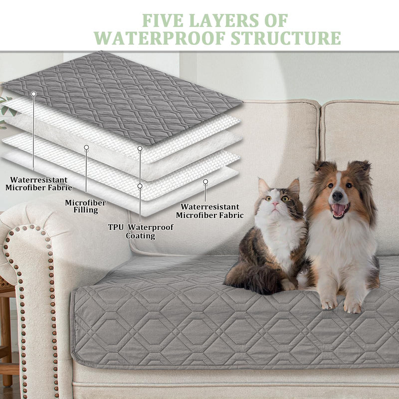 54x82 Inch Waterproof Dog Bed Cover Pet Blanket, Couch Cover for Dogs,Pets,Cats Washable Non-Slip Backing Reversible, Dark Gray/Light 54" X 82" - PawsPlanet Australia
