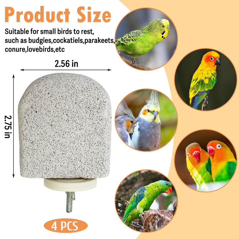PINVNBY 4 PCS Bird Perch Stands Parrot Calcium Perch Beak Grinding Stone Foot Claws Trimmer Parakeet Platform Parrot Chewing Toys for Small Medium Cockatiel Conure Lovebird Finch M, 4 pcs - PawsPlanet Australia