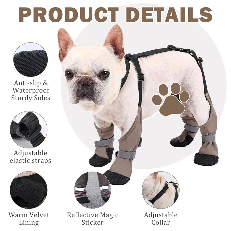 Dog Suspender Boots for Small/Medium/Large Dogs, Tall Waterproof Paw Protectors, Anti-Slip & Fall Rain Booties Snow Shoes Leggings, Adjustable Strap Pet Boots for Outdoor Walking Hiking (L) L - PawsPlanet Australia