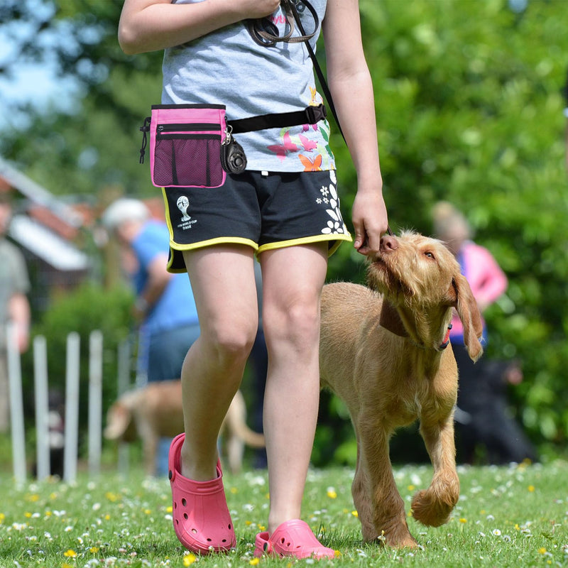 STMK Dog Treat Pouch Dog Clicker Training Kit, Dog Training Treat Pouch Dog Clicker for Training, 3 Ways to Wear Easily Carries Treat Pouches for Pet Training (Pink) Pink - PawsPlanet Australia