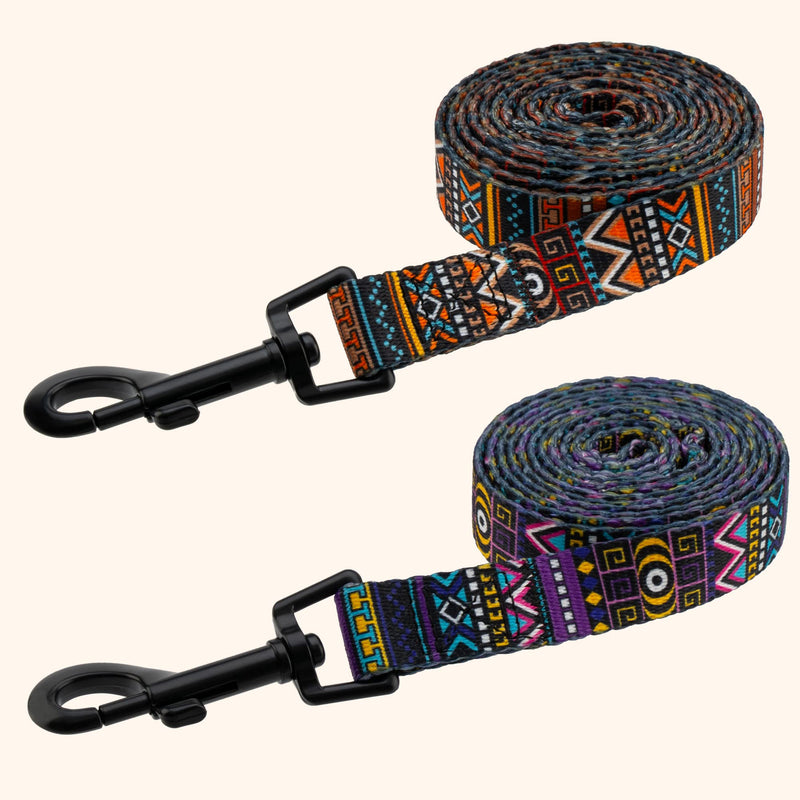 CollarDirect Aztec Dog Leash Nylon Tribal Pattern Cat Pet Leashes for Small Medium Large Dogs Puppy Lead 5 FT Long for Walking (Aztec Sunset, L, New) Aztec Sunset (New) - PawsPlanet Australia