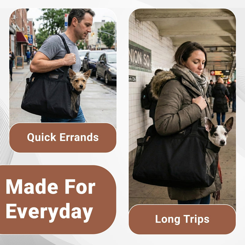 Airline Pet Tote – Dog & Cat Travel Bag, Soft-Sided Dog Carrier with Mesh Panels, Pockets & Removable Cushion, for Pets, Black - PawsPlanet Australia