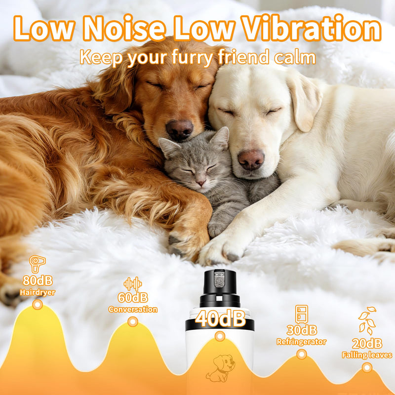 Upgraded Dog Nail Grinder Quiet 3 Adjustable Speed Cordless Silent Nail Grinder Pet Nail Trimmer with LED Light Pet Silent Painless Paw Grooming Supplies for Small/Medium/Large Dogs & Cats white - PawsPlanet Australia