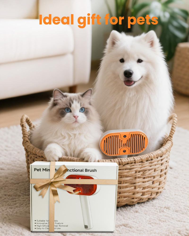 Cat Steam Brush, Self Cleaning Cat Brush for Shedding, 3 in 1 Pet Spray Hair Removal Comb, Pet Steam Brushes for Long and Short Haired Dog, Cool Mist Only with Empty Bottle
