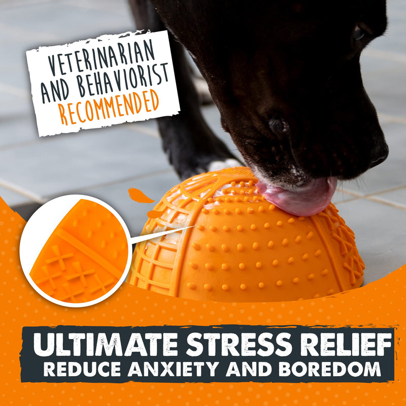 Mighty Paw Dog Slow Feeder Bowl - Interactive BPA-Free Silicone Lick Bowl for Dogs - Easy to Clean, Keeps Dogs Entertained, Provides Mental Enrichment Orange - PawsPlanet Australia