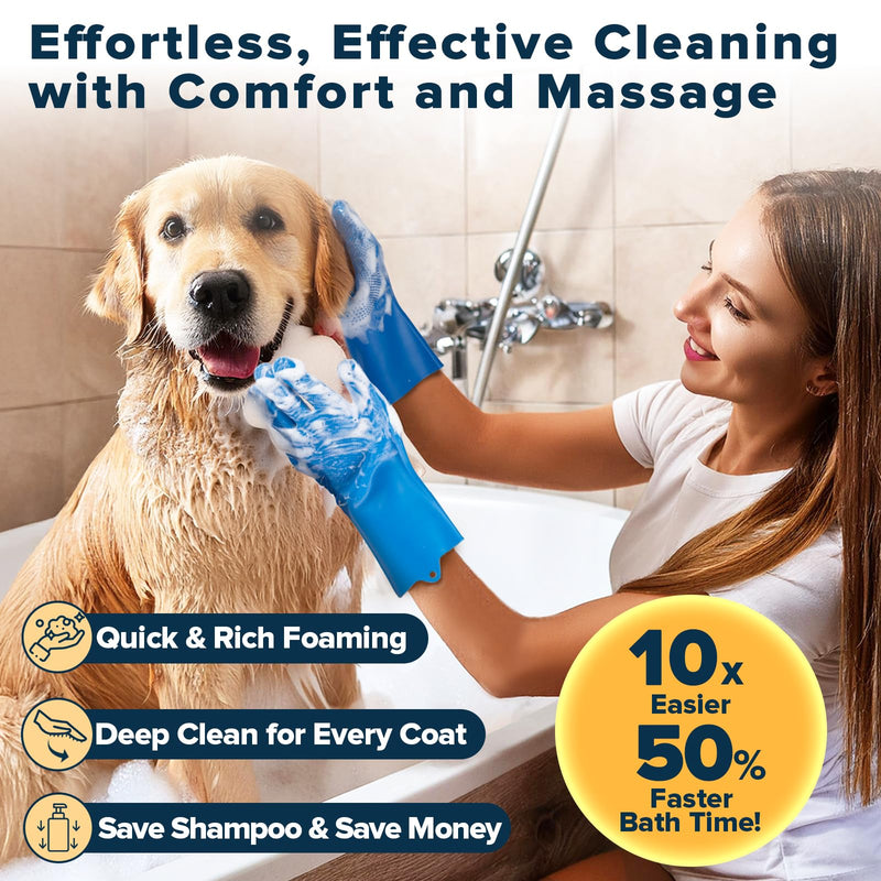 6PCS Pet Grooming Kit for Dogs,Cats and Horses | Dog Washing Gloves | Dog Bath Brush | Dog Bath Gloves | Dog Shampoo Brush | Pet Grooming Gloves | Dog Bath Supplies (Navy Blue) A-Navy Blue - PawsPlanet Australia