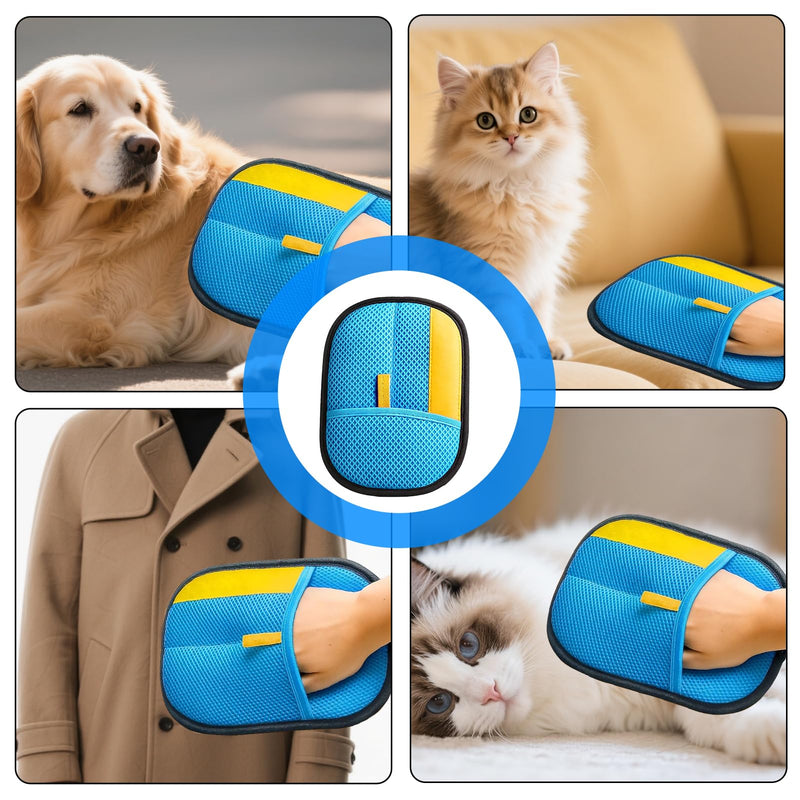 2 Pcs Pet Hair Removal Glove for Dogs & Cats,Reusable Strong Grooming Gloves,Hair Remover for Couch,Furniture, Carpet,Car Seats & Clothing (Blue) - PawsPlanet Australia