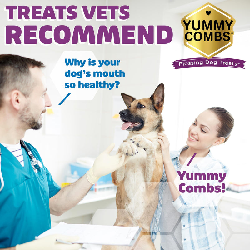 Yummy Combs Dog Dental Treats – Vet VOHC Approved – Delicious Chicken Protein – Removes Tartar with Cleaning Comb Shape – Dental Dog Treats for Large Dogs (24oz, 18 Count) 24 Ounce