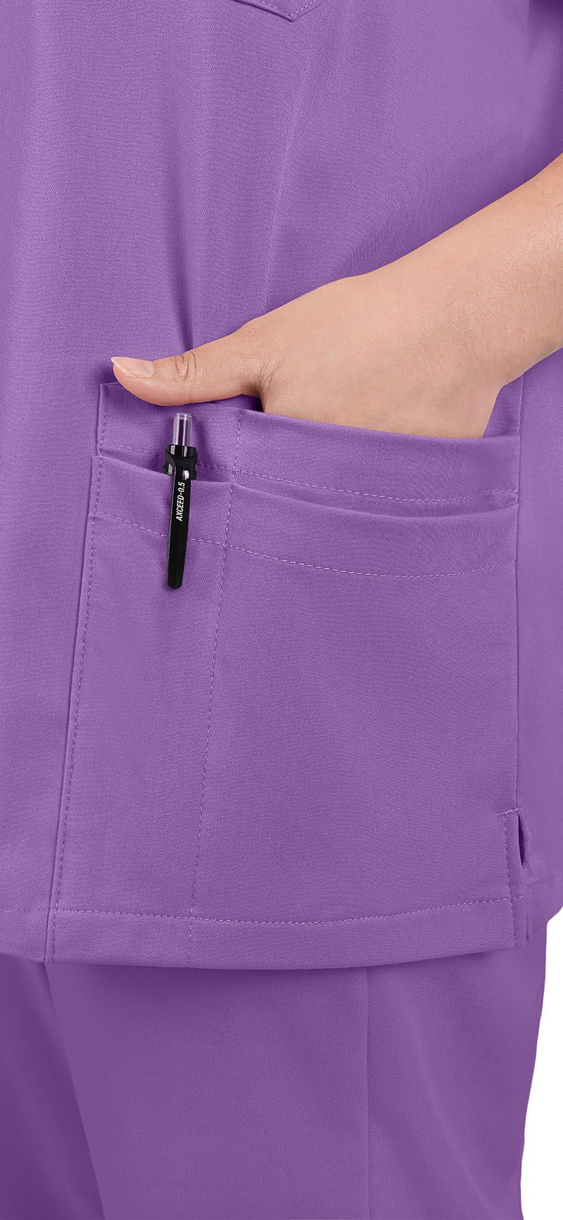 Scrubs for Women Set - 8-Pocket V-Neck Scrub Uniform, Stretch Jogger Pants, Medical Workwear for Nurses, Pet Care Medium Light Purple - PawsPlanet Australia