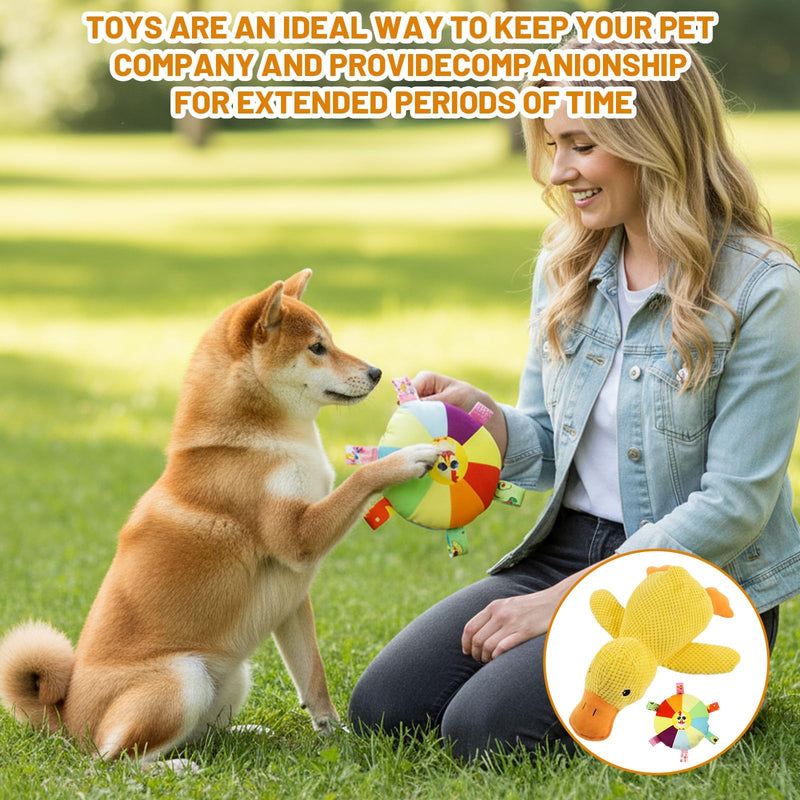 Duck Dog Toy, Flying disc, pet Eye Comb, Giant Plush Duck Dog Toy Set, Comb Color Random, Large Duck Dog Toy Suitable for Small, Medium and Large Dogs. (60, Large) 60 - PawsPlanet Australia