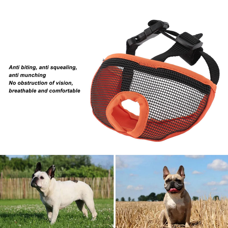 Soft Short Snout Dog Muzzle, Breathable Mesh Design Easy to Wear Strong Flat Face Bulldog Muzzle for Biting Chewing Licking (Orange S) (M #12) M #12
