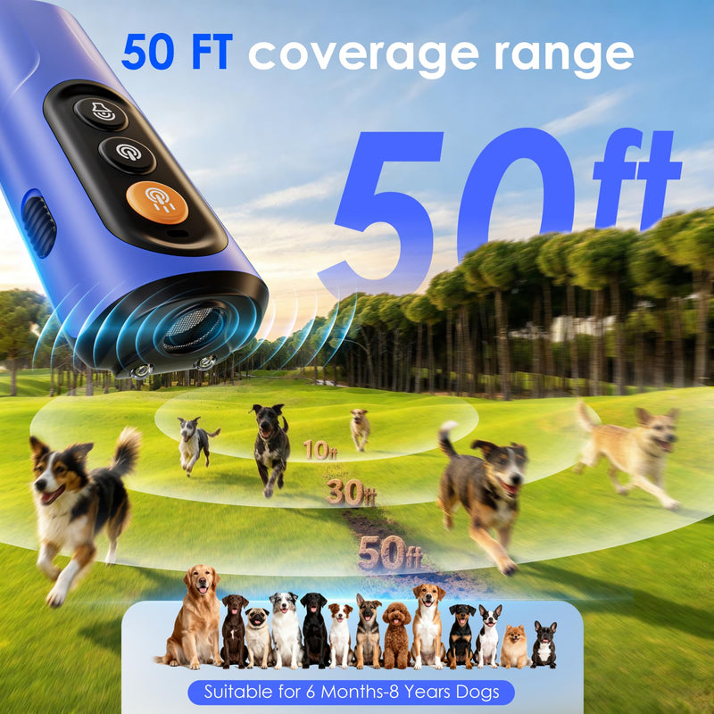 Dog Bark Deterrent Devices, Anti-Barking Device for Dogs 50-ft Range, Three Modes, Dog Barking Silencer Replaces Traditional bark Collars, Suitable for All Dogs, Indoors and Outdoors blue