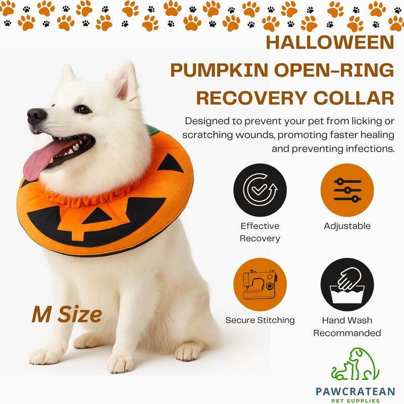 Pumpkin Style Soft Recovery Collar for Cats and Puppies - Comfortable & Adjustable | Washable (Orange Pumpkin, Medium) Orange Pumpkin