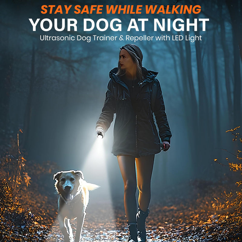 Ultrasonic Dog Bark Deterrent Device – Anti Barking Control with 3 Emitters, 4 Modes, USB-C Rechargeable, LED Flashlight – Humane No Bark Device for Training Indoor & Outdoor