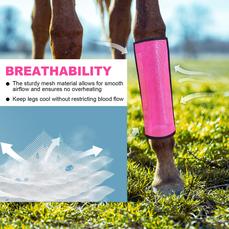 Boots for Horse,4 Set Mesh Shoo Boots for Horses,Horse Boots Reduce Stomping,Hoof Damage and Leg Fatigue (Pink) Pink - PawsPlanet Australia