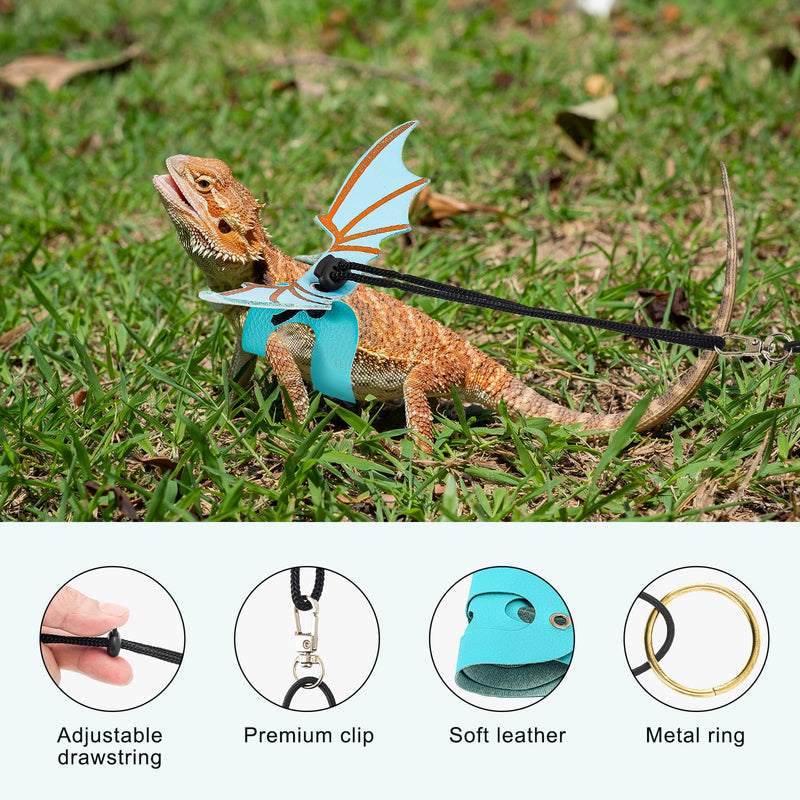 Avont Bearded Dragon Sling Carrier with Leash & Harness Set, Small Pet Carrier Pack for Outdoor Travel -Turquoise Turquoise