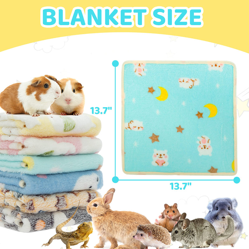 Guinea Pig Bedding Mat - 6 Pack Fleece Soft Warm Small Animal Blankets for Rat Rabbit Hamster Chinchilla Hedgehog Lizard - Washable Small Pet Cage Liners Sleep Mat Bedding Accessories - PawsPlanet Australia