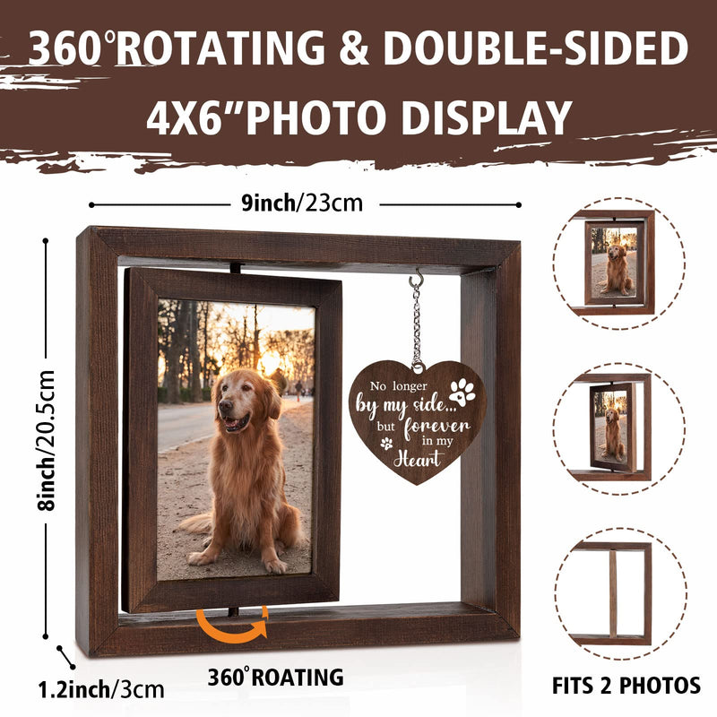 Pet Memorial Gifts for Dogs Cats - Rotating Wooden Picture Frame for 4x6 Photo - Dog Memorial Gifts for Loss of Dog - Loss of Dog Sympathy Gift - Dog Bereavement Remembrance Picture Frame - PawsPlanet Australia