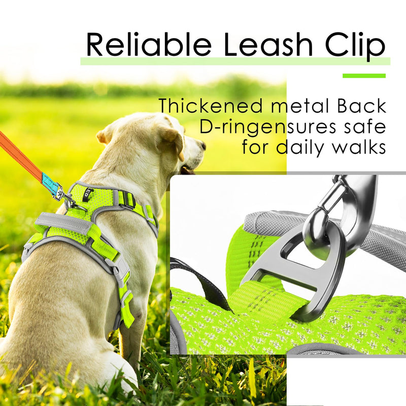 ThinkPet No Pull Harness Breathable Sport Harness with Handle-Dog Harnesses Reflective Adjustable for Medium Large Dogs,Back/Front Clip for Easy Control S Bright Green Star Green - PawsPlanet Australia