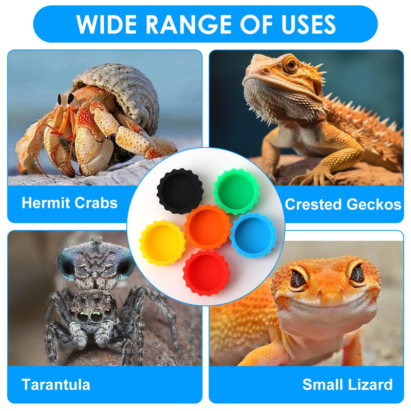 6 Pcs Crested Gecko Food and Water Bowl with 1 Spoon, Reptile Feeding Cups for Lizards, Isopods & Small Pets, Easy-Clean Silicone Set - PawsPlanet Australia