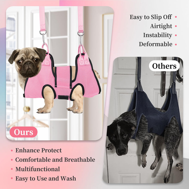 PatiencET Dog Grooming Hammock, Pet Grooming Hammock for Cats & Dogs with Security Strap, Dog Sling for Nail Trimming with Nail Clippers/Trimmer, Nail File, Pet Comb(Pink S) Pink - PawsPlanet Australia