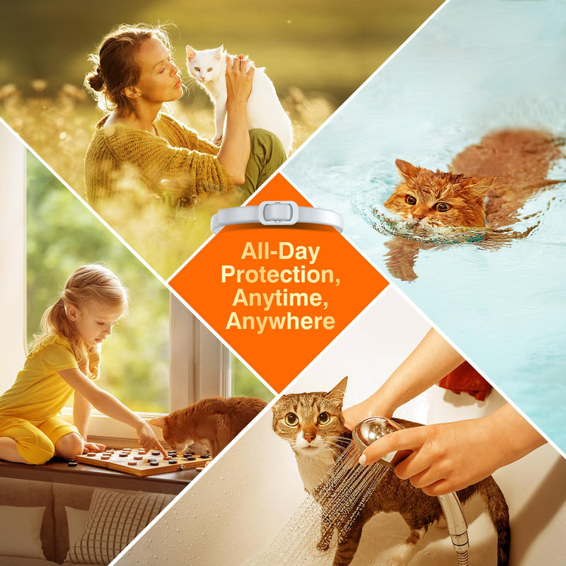 Natural Flea and Tick Collar for Cats – 4 Pack, Long-Lasting Protection, Waterproof, Adjustable Size for Kittens and Adult Cats