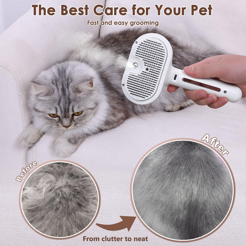 CIBKJ Cat Steam Brush with Spray Function, Easy to Clean, Pet-Friendly Design, Durable Materials, Cat & Dog Grooming Brush - PawsPlanet Australia