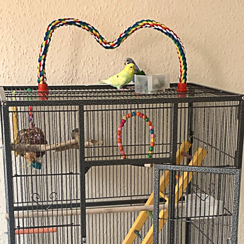 Bird Rope Perches for Parrots, Cockatiels, Parakeets, Budgie Cages Comfy Birds Colorful Rope Toy (31.5inch Plastic nut) 31.5inch plastic nut - PawsPlanet Australia