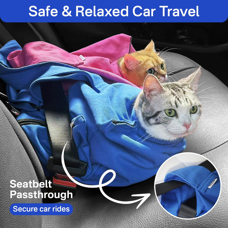 Cat Carrier Pouch, Bonding Care & Stress-Free Calm, Soft Cat Carrier Bag for Adult Cats 10–20 lbs, Restraint Bag for Vet Visits, Grooming & Everyday Care – Lavender Large (10-20 lbs) - PawsPlanet Australia